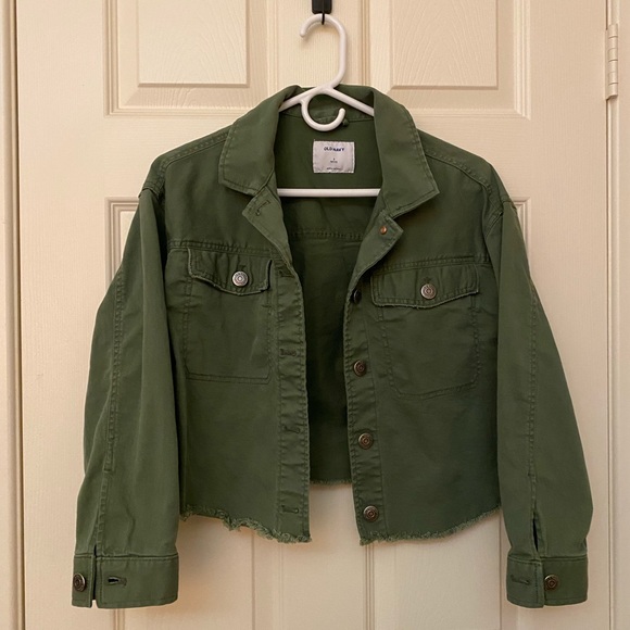 Old Navy Cropped Twill Utility Cut-Off Jacket for Women - Picture 1 of 7